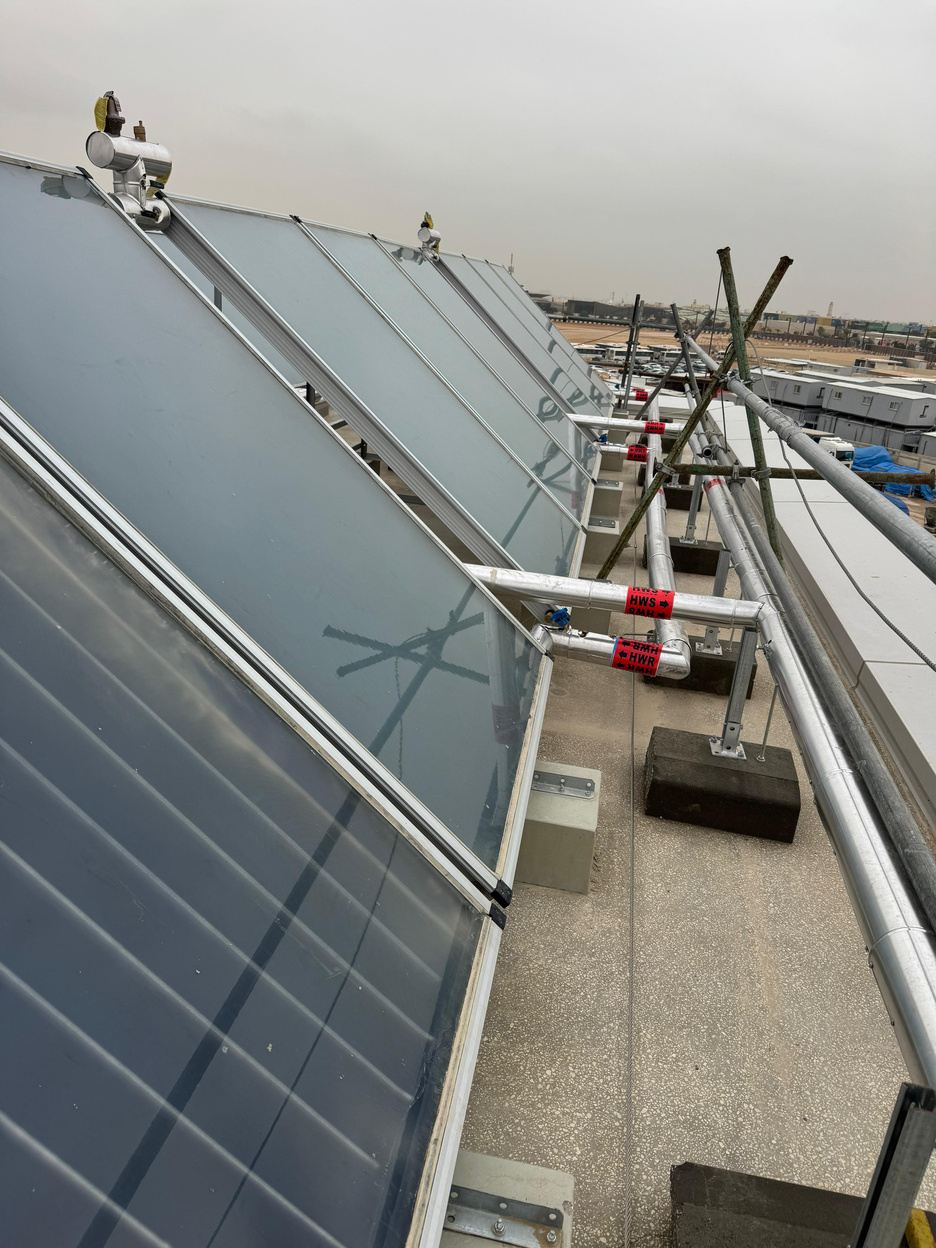 Solar water heater collectors at Prince Mohammed bin Salman Non-Profit City